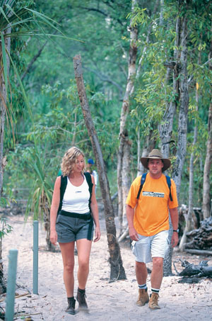 Walking at Gunlom Falls in Kakadu National Park - photo courtesy of NT Tourism